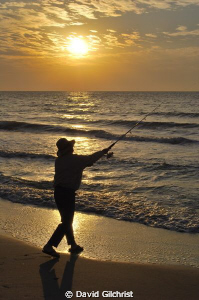 Surf Fishing, South Carolina shore by David Gilchrist 